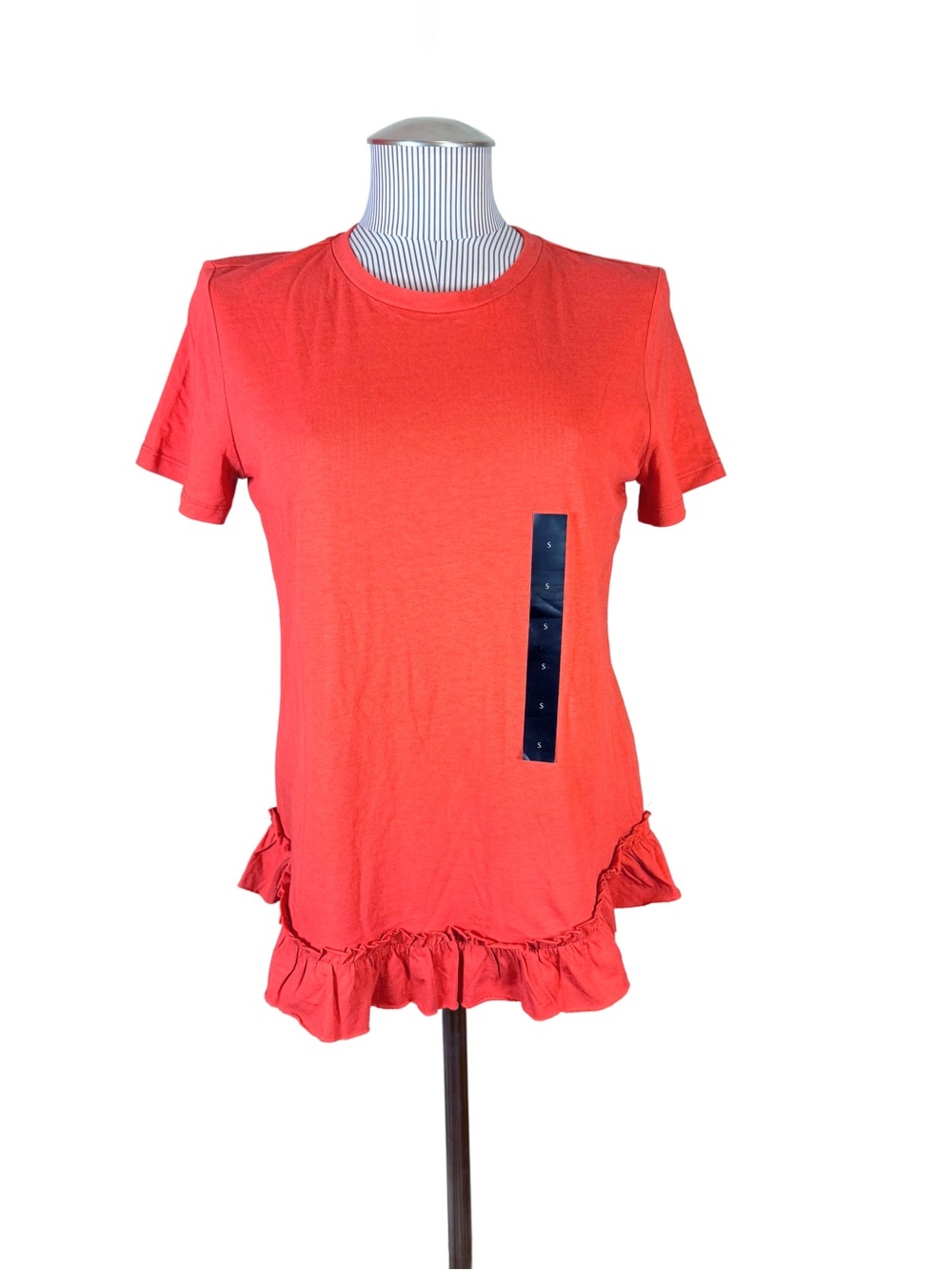 NWT Banana Republic Factory Ruffle Hem Tee in Preppy Red Sz Small